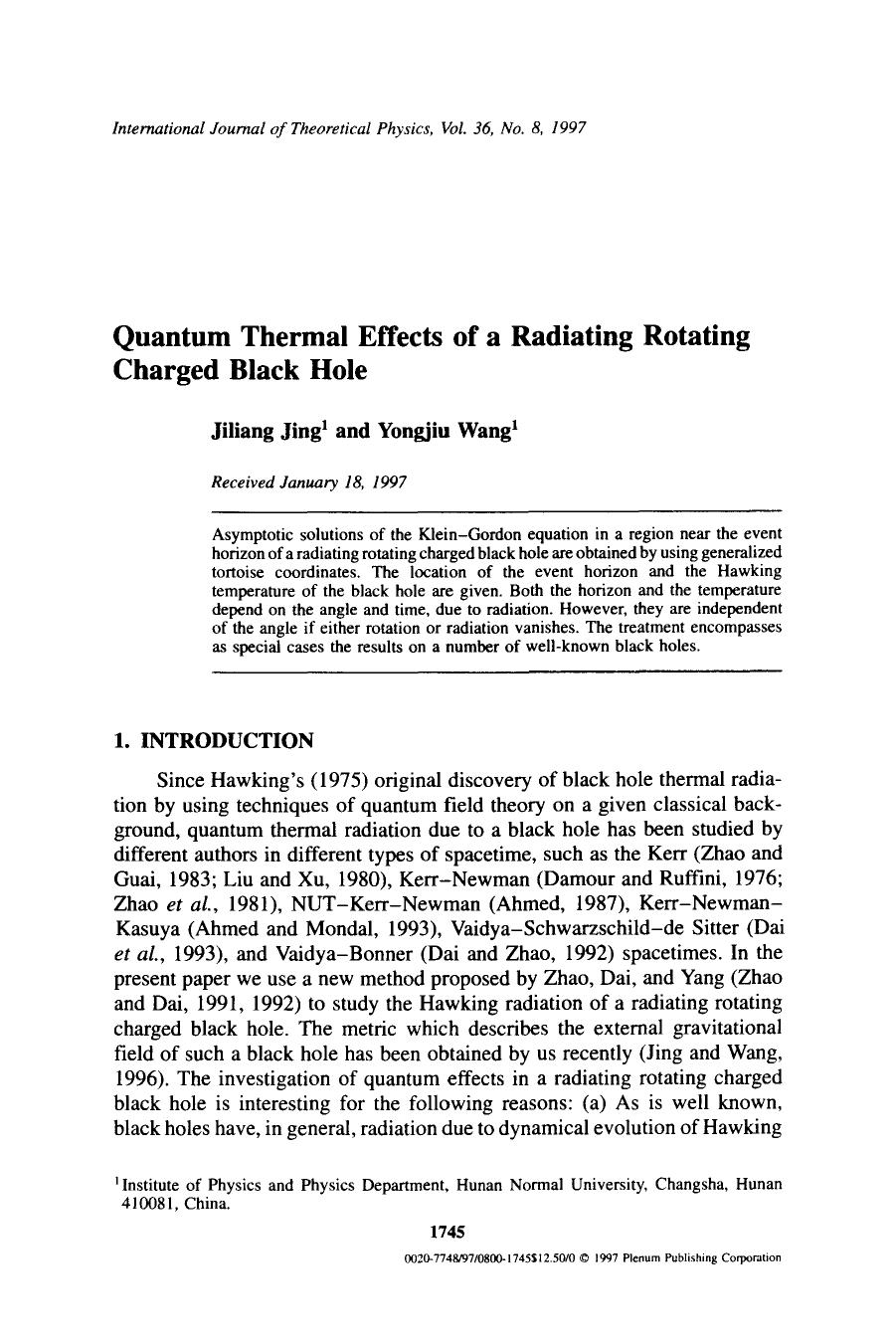 Quantum thermal effects of a radiating rotating charged black hole by Unknown
