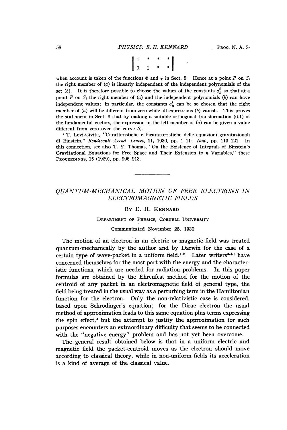 Quantum-Mechanical Motion of Free Electrons in Electromagnetic Fields by Kennard E.H