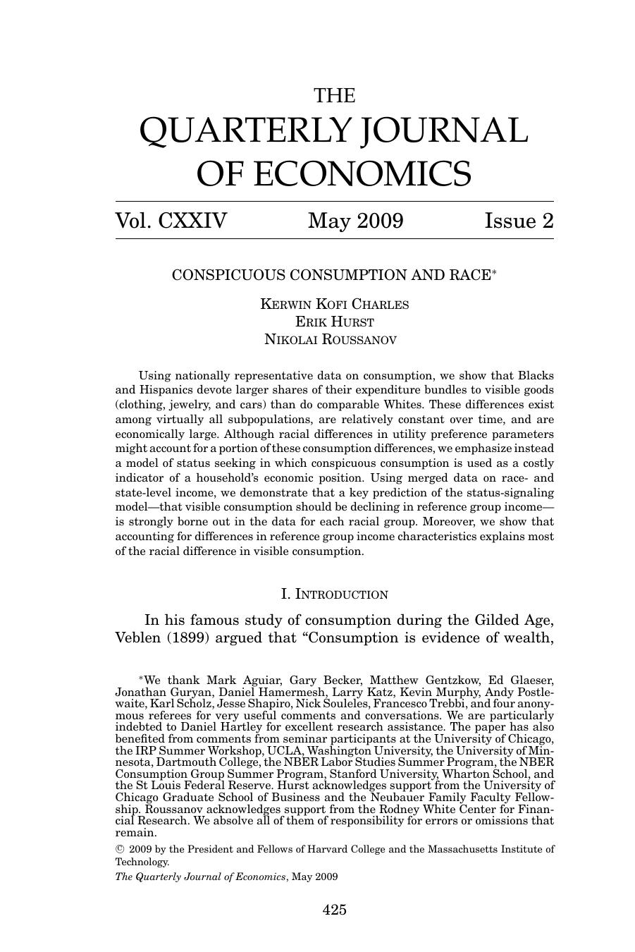 Quarterly Journal of Economics 2009 Vol.124 No.2 by Robert J. Barro