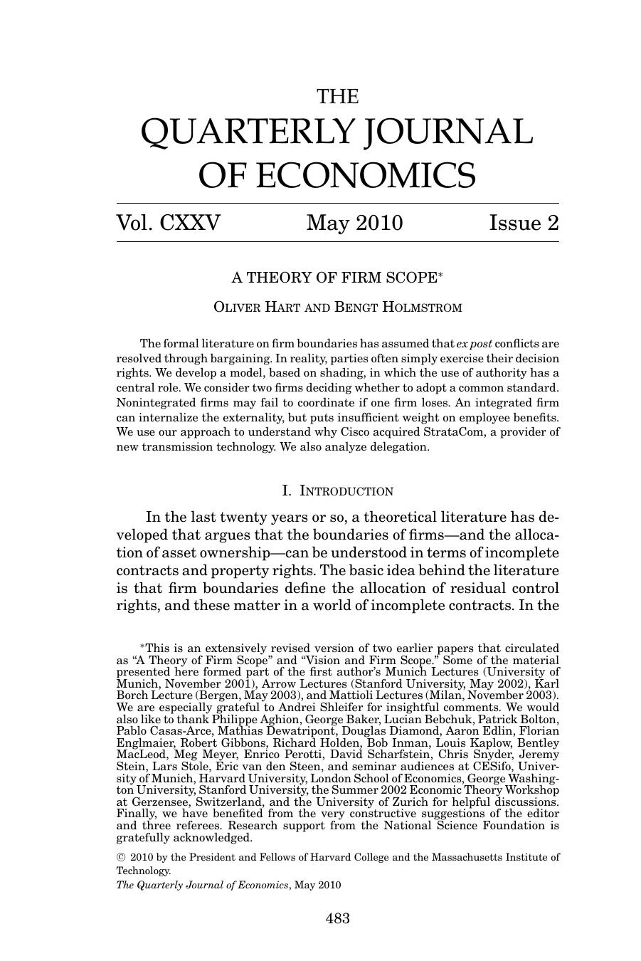 Quarterly Journal of Economics 2010 Vol.125 No.2 by Robert J. Barro