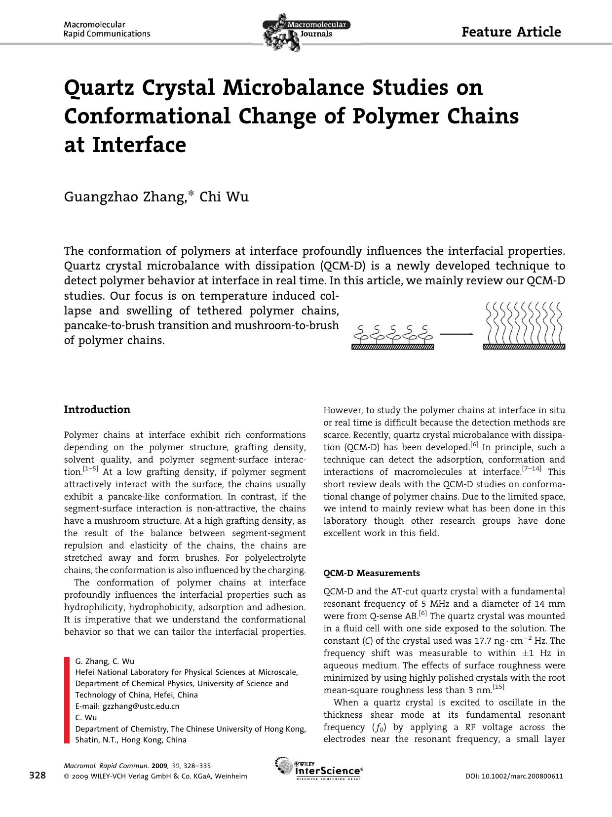 Quartz Crystal Microbalance Studies on Conformational Change of Polymer Chains at Interface by Unknown