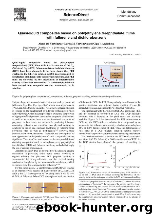 Quasi-liquid composites based on poly(ethylene terephthalate) films with fullerene and dichlorobenzene by Alena Yu. Yarysheva