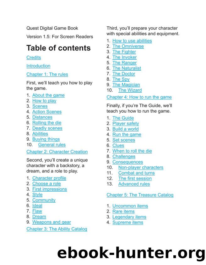Quest Game Book for Screen Readers version 1.5 by Unknown