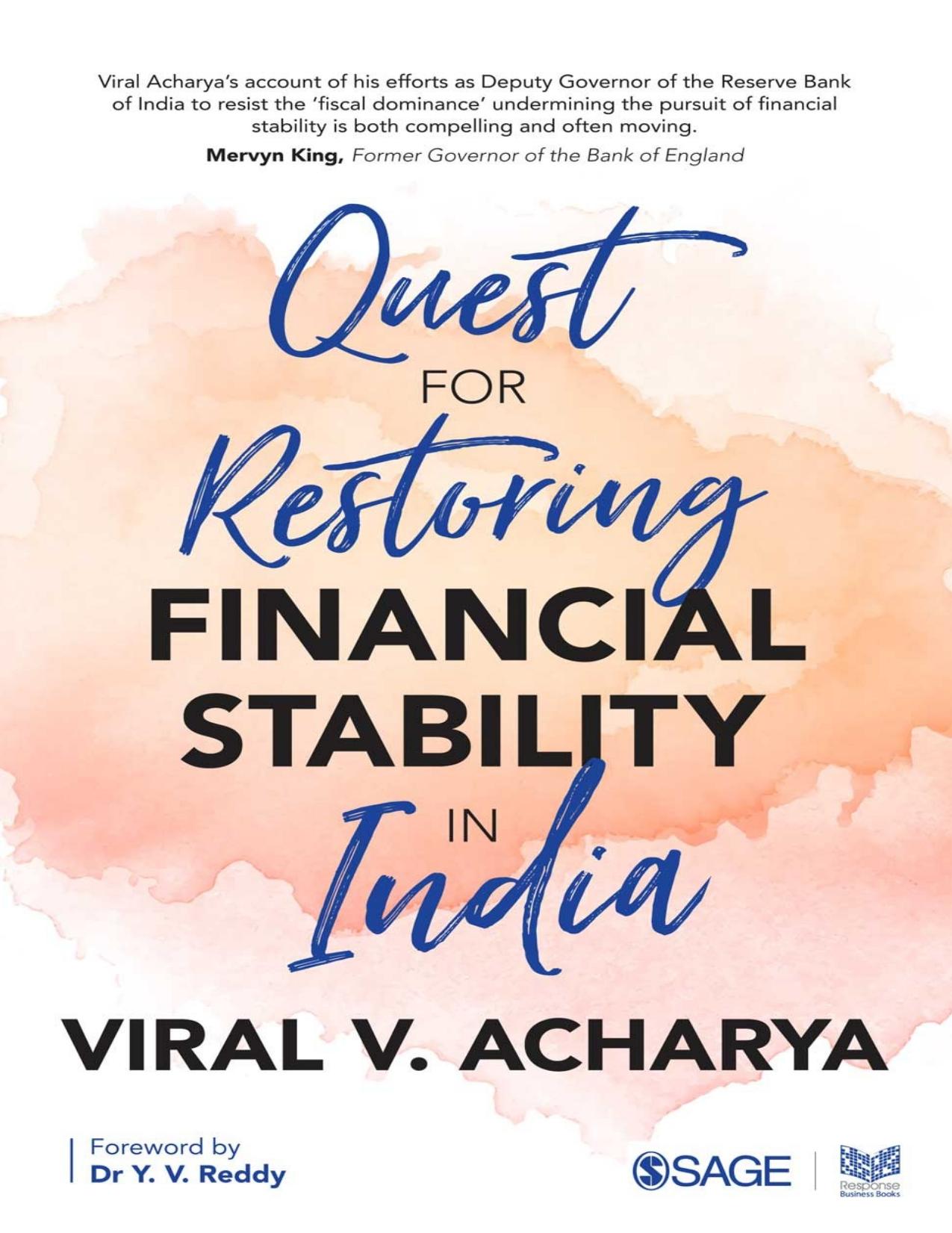 Quest for Restoring Financial Stability in India by Viral V. Acharya
