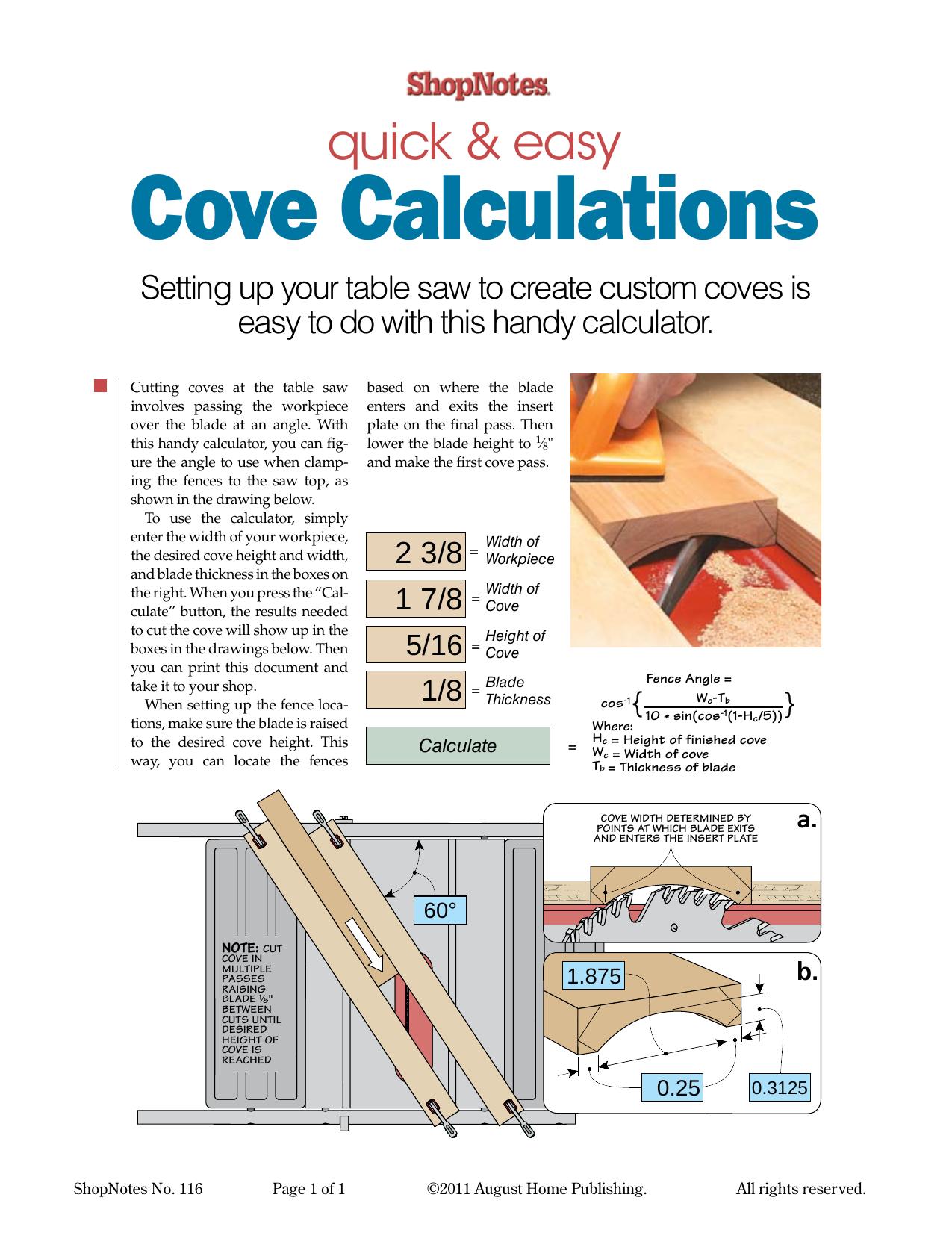 Quick & Easy Cove Calculations by August Home Publishing