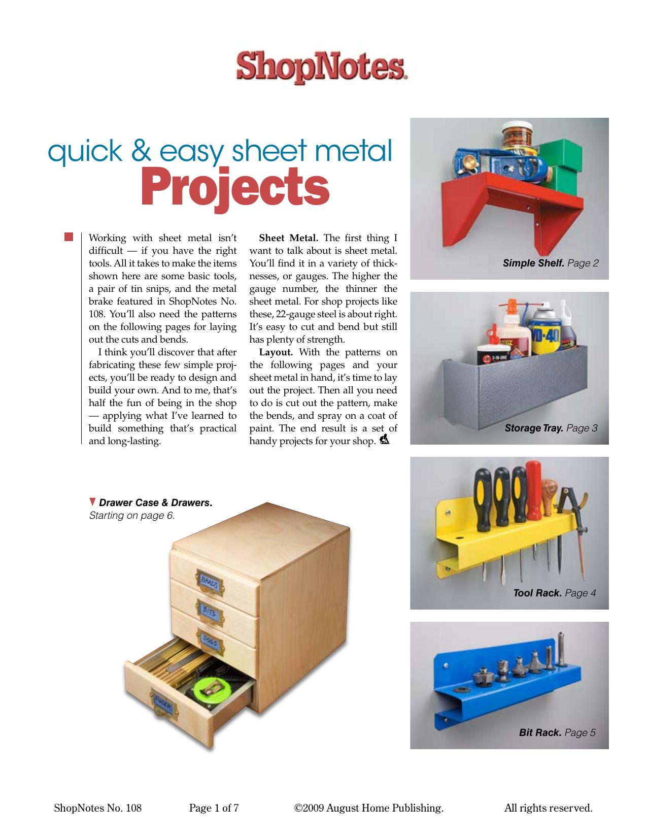 Quick & Easy Sheet Metal Projects by August Home Publishing