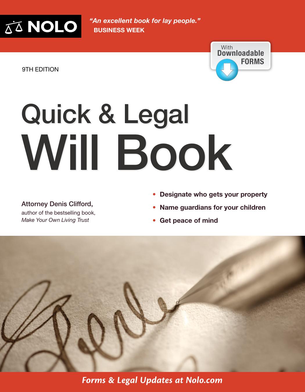 Quick & Legal Will Book by Denis Clifford