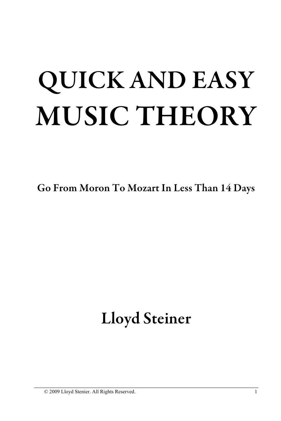 Quick And Easy Music Theory by Lloyds Steiner