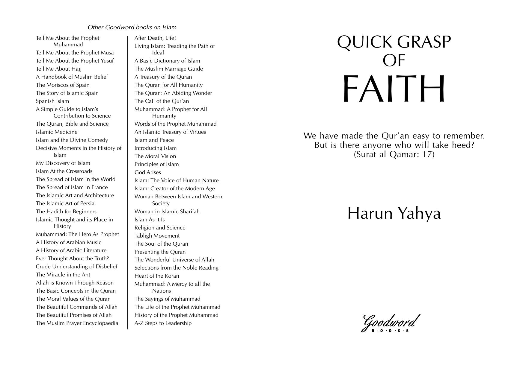 Quick Grasp of Faith by HARUN YAHYA