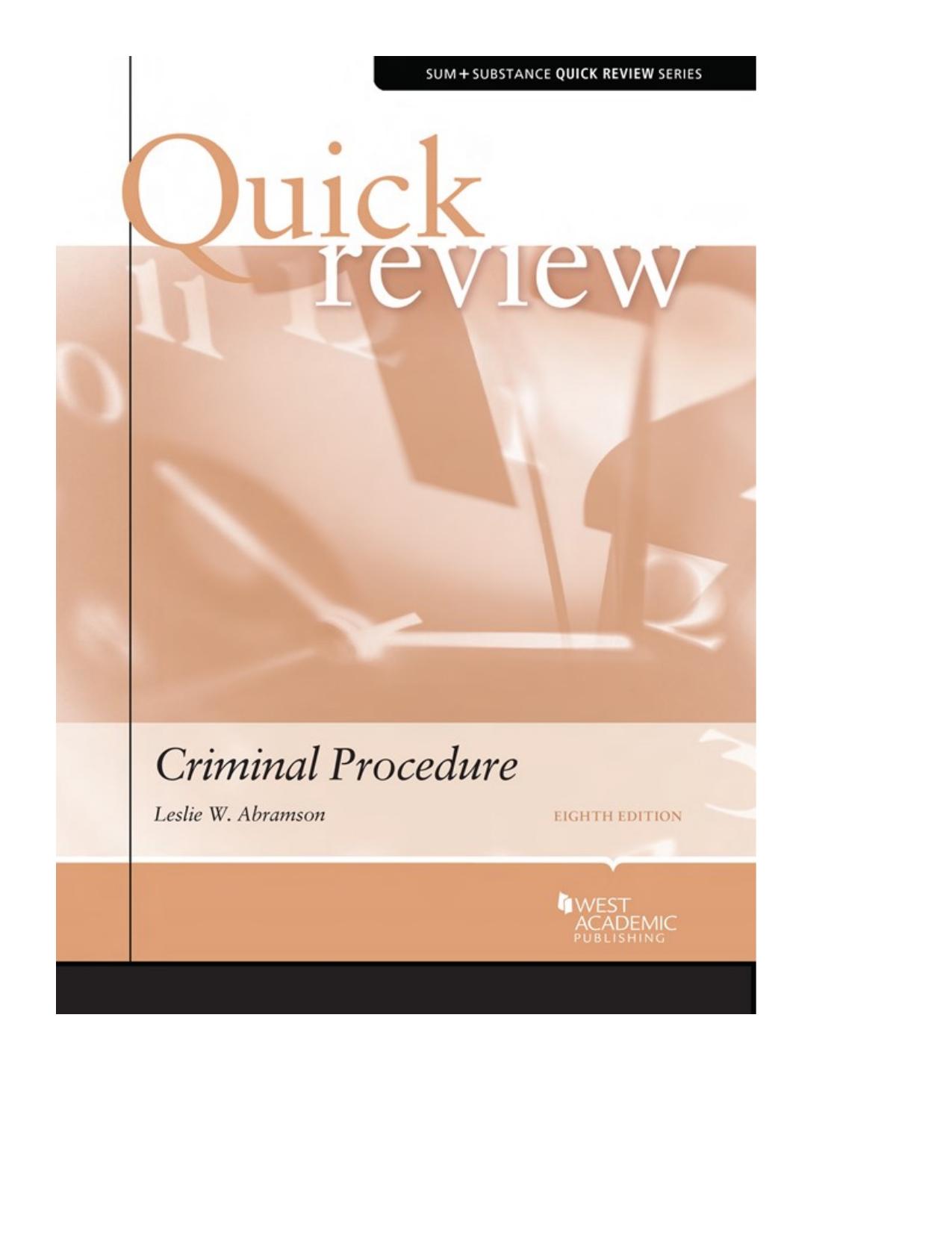 Quick Review of Criminal Procedure (Quick Reviews) by Leslie Abramson