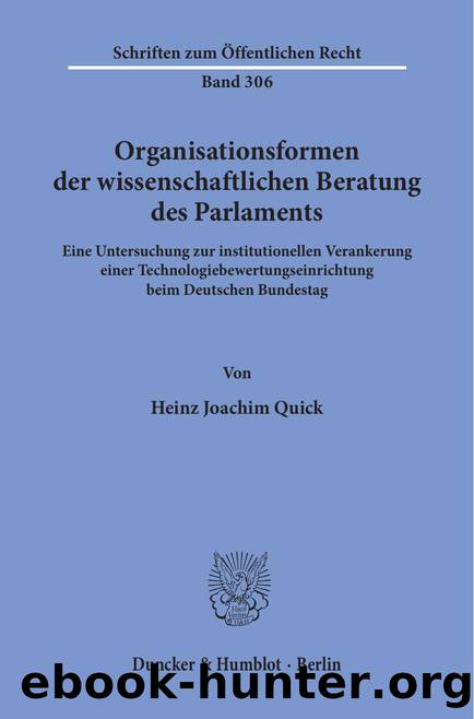 Quick by Organisationsformen der wissenschaftlichen Beratung des Parlaments (9783428437368)