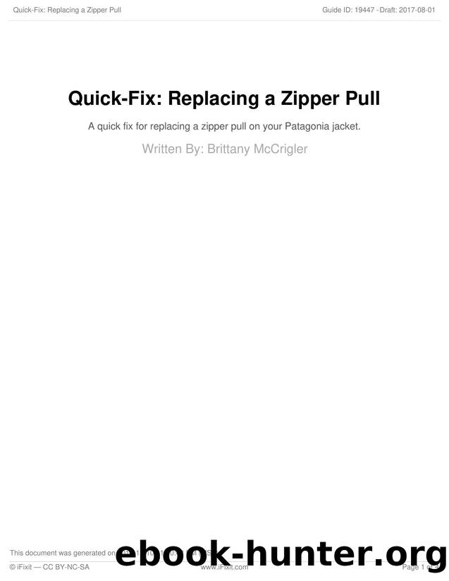 Quick-Fix Replacing a Zipper Pull by Unknown