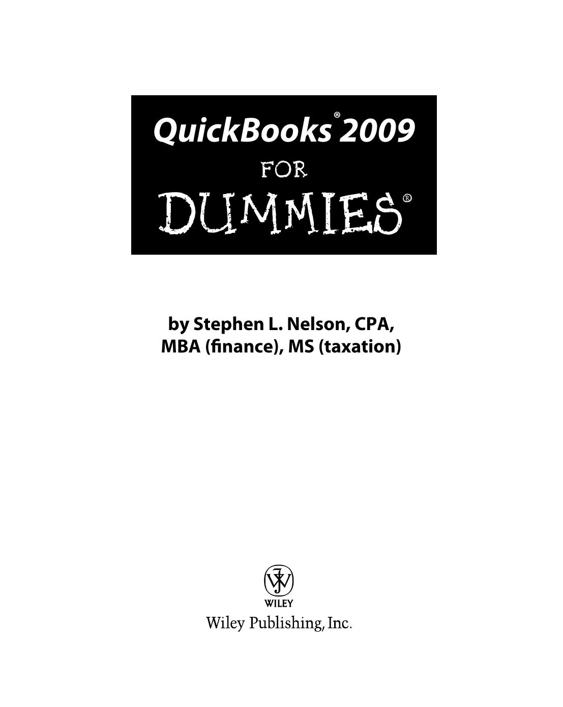 QuickBooks 2009 For Dummies by Stephen L. Nelson