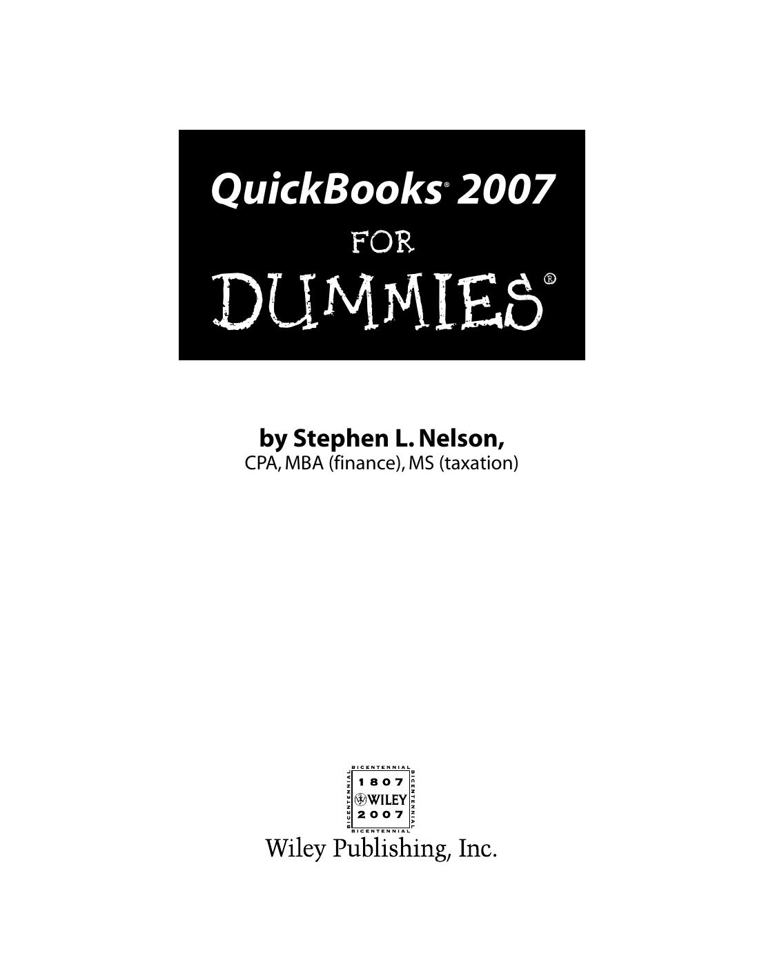 Quickbooks 2007 for dummies by Stephen L Nelson