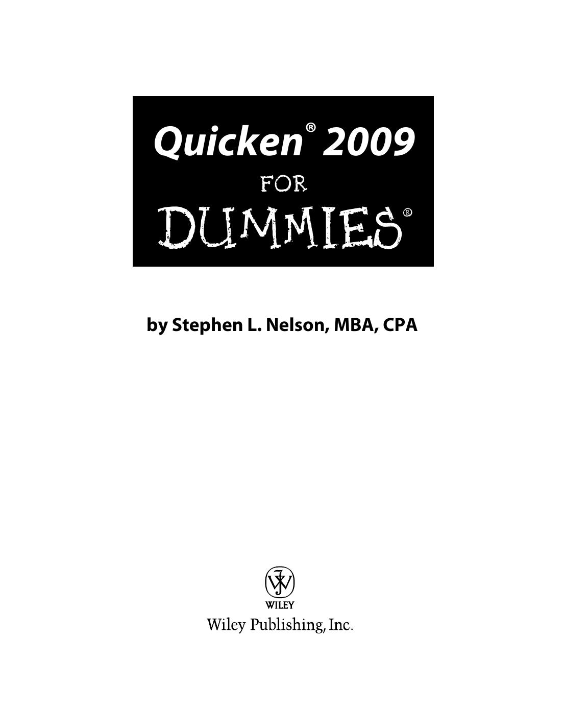 Quicken 2009 For Dummies by Stephen L. Nelson