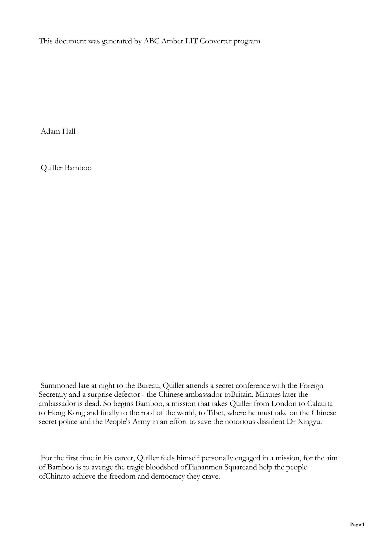 Quiller Bamboo by Adam Hall (Elleston Trevor)