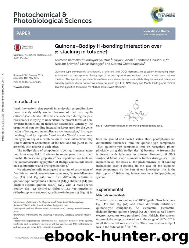 QuinoneâBodipy H-bonding interaction over Ï-stacking in toluene by unknow