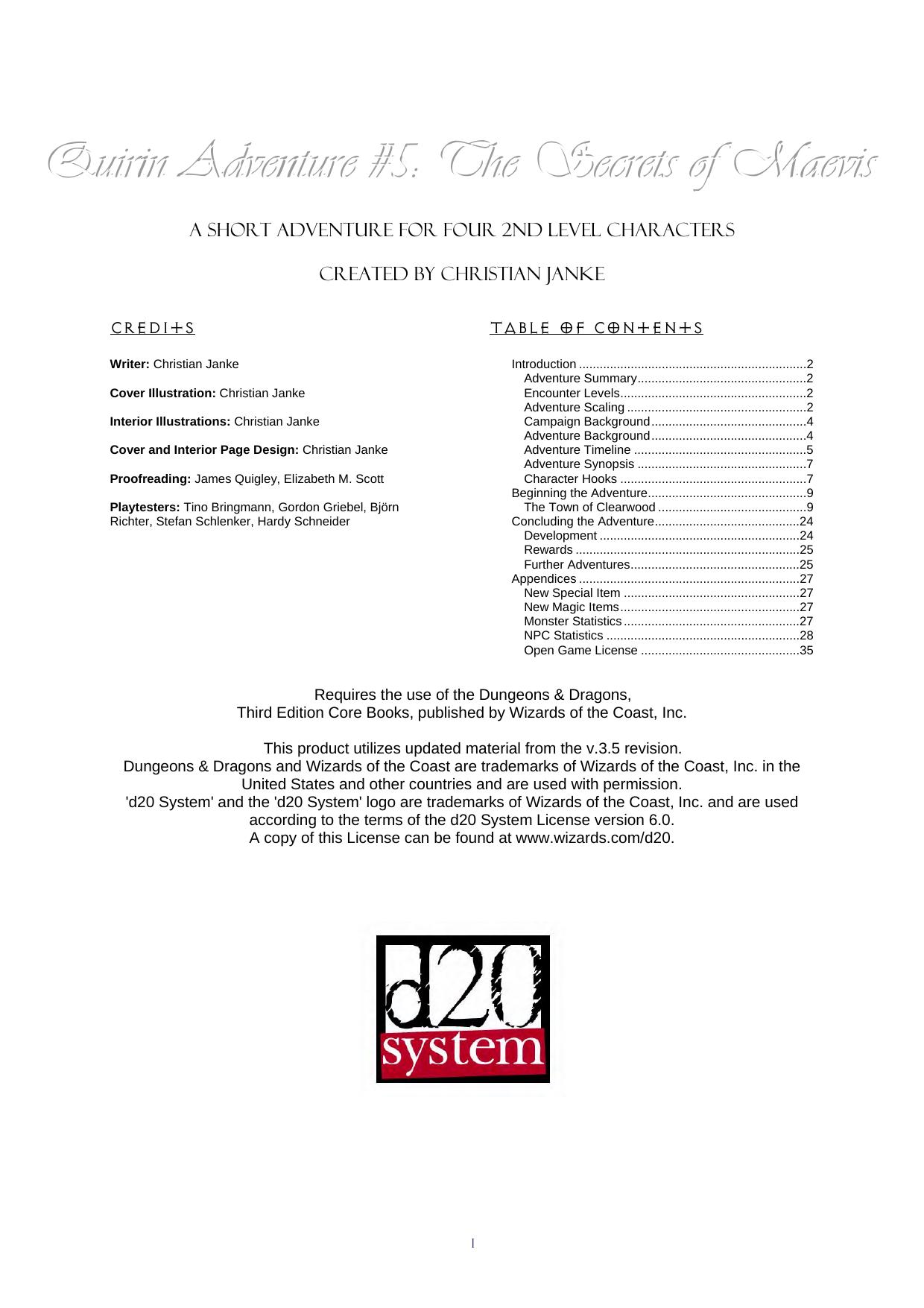 Quirin Adventure #5: The Secrets of Maevis by GMC