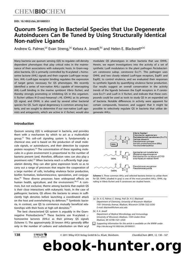 Quorum Sensing in Bacterial Species that Use Degenerate Autoinducers Can Be Tuned by Using Structurally Identical Nonnative Ligands by Unknown