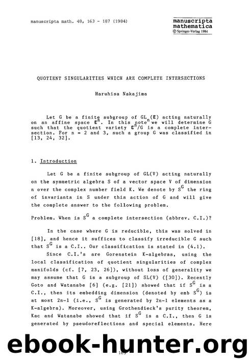 Quotient singularities which are complete intersections by Unknown