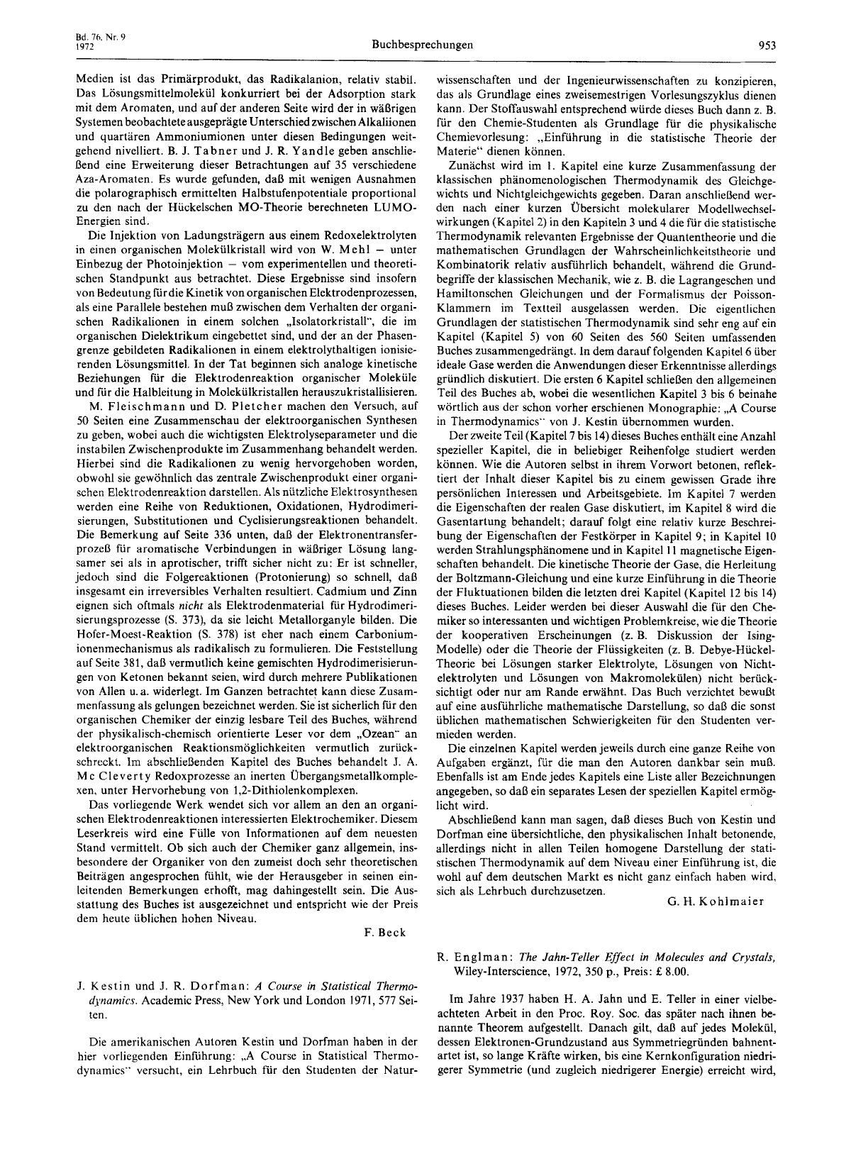 R Englman: The John-Teller Effect in Molecules und Crystals, Wiley-Interscience, 1972, 350 p., Preis: £ 8.00. by Unknown