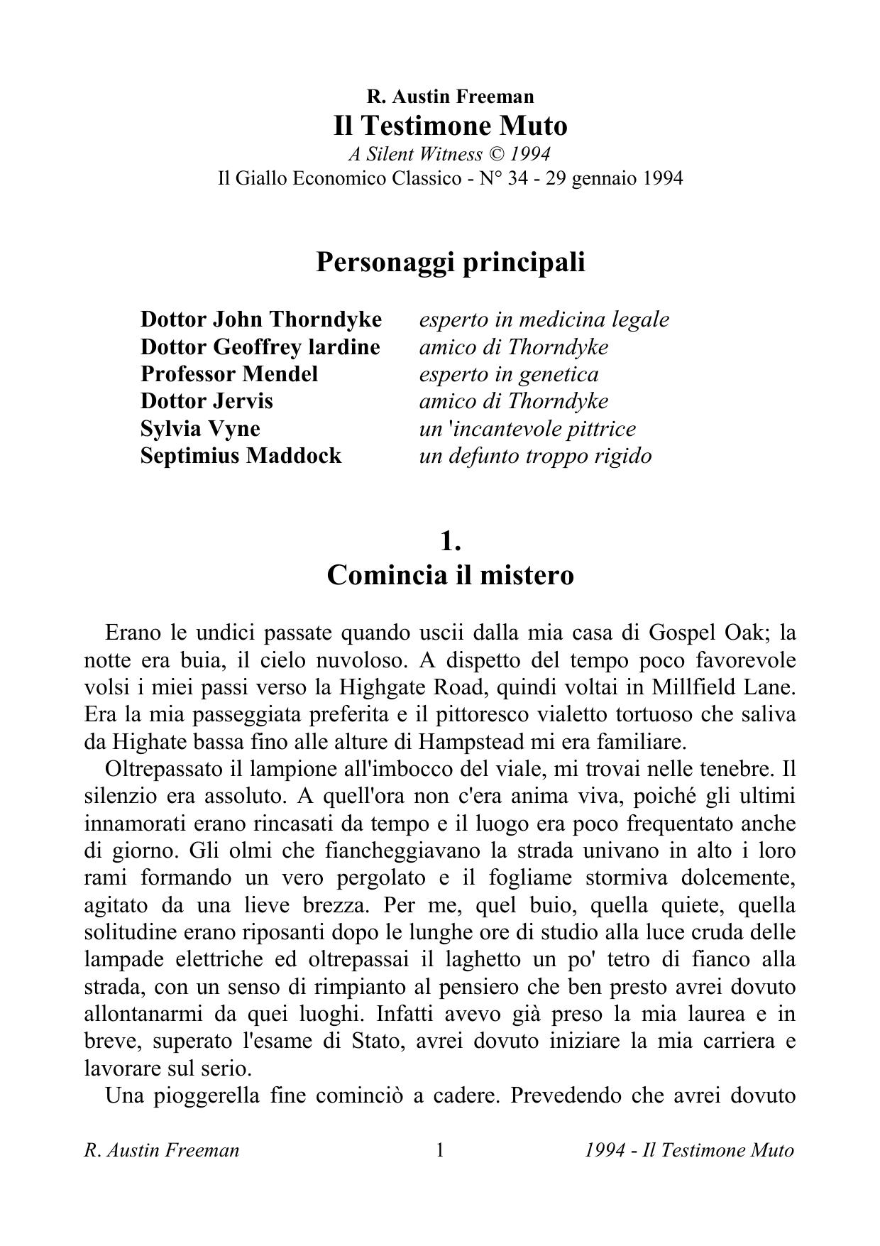 R. Austin Freeman by Il Testimone Muto