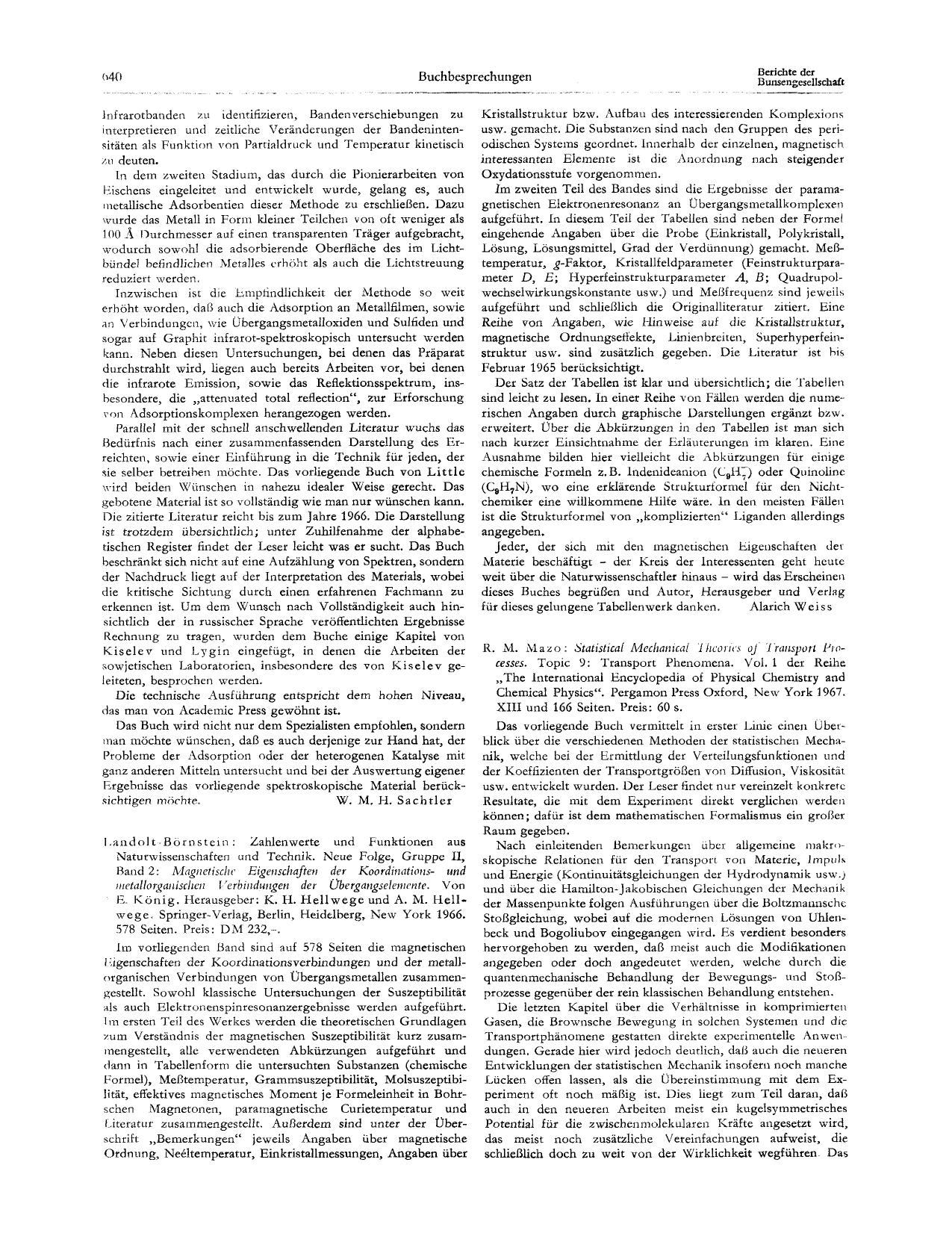 R. M. Mazo: Statistical Mechanical Theories of Transport Processes. Topic 9: Transport Phenomena. Vol. 1 der Reihe "The International Encyclopedia of Physical Chemistry and Chemica by Unknown