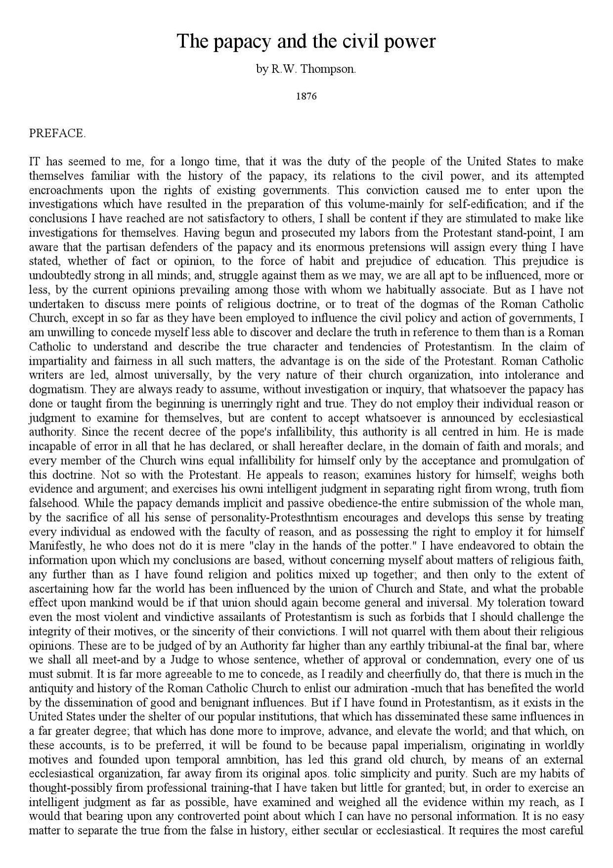 R. W. Thompson - The Papacy and the Civil Power (pdf) by roflcopter2110