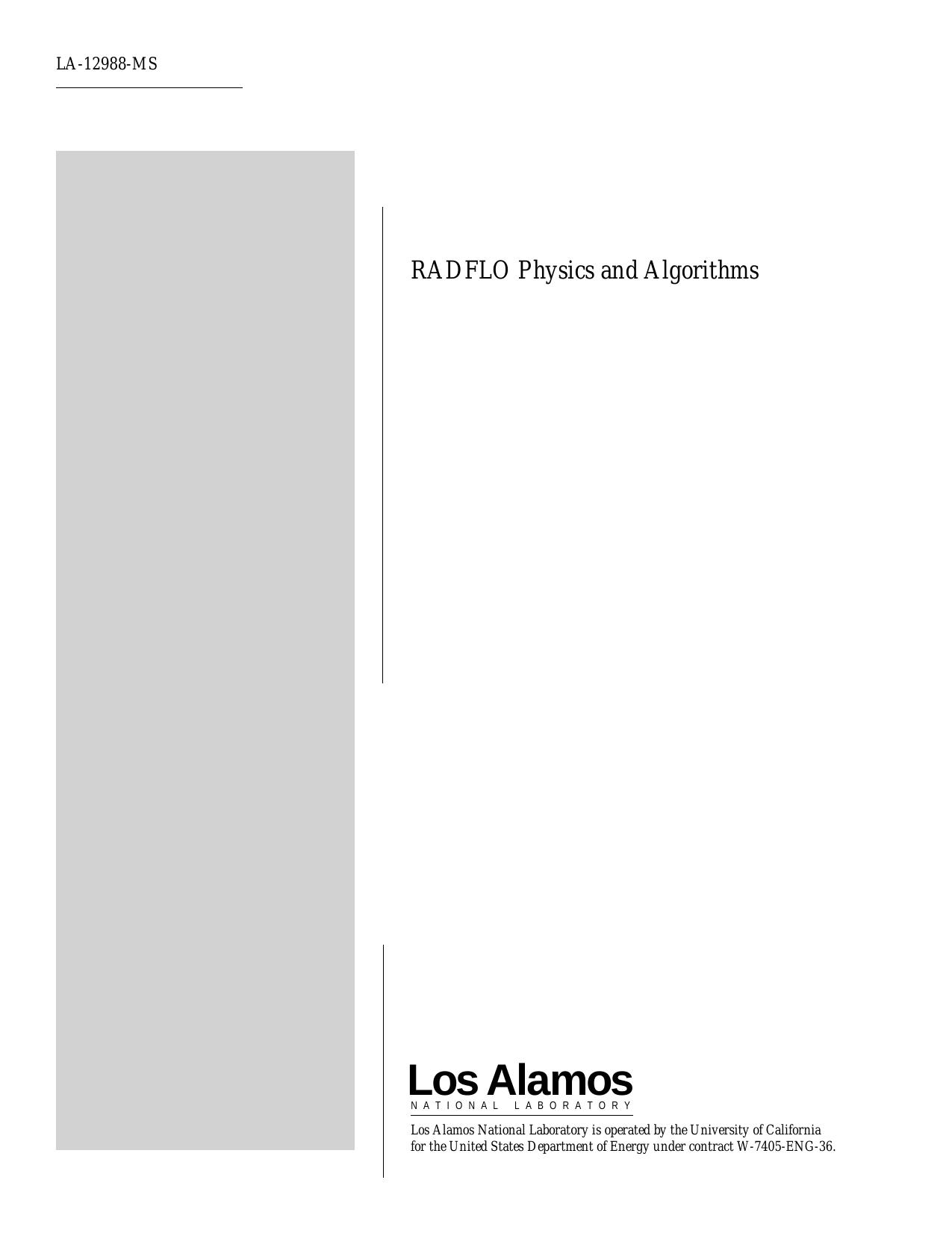 RADFLO Physics and Algorithms LA-12988-MA by Unknown