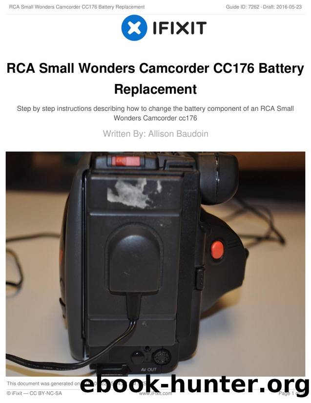 RCA Small Wonders Camcorder CC176 Battery Replacement by Unknown