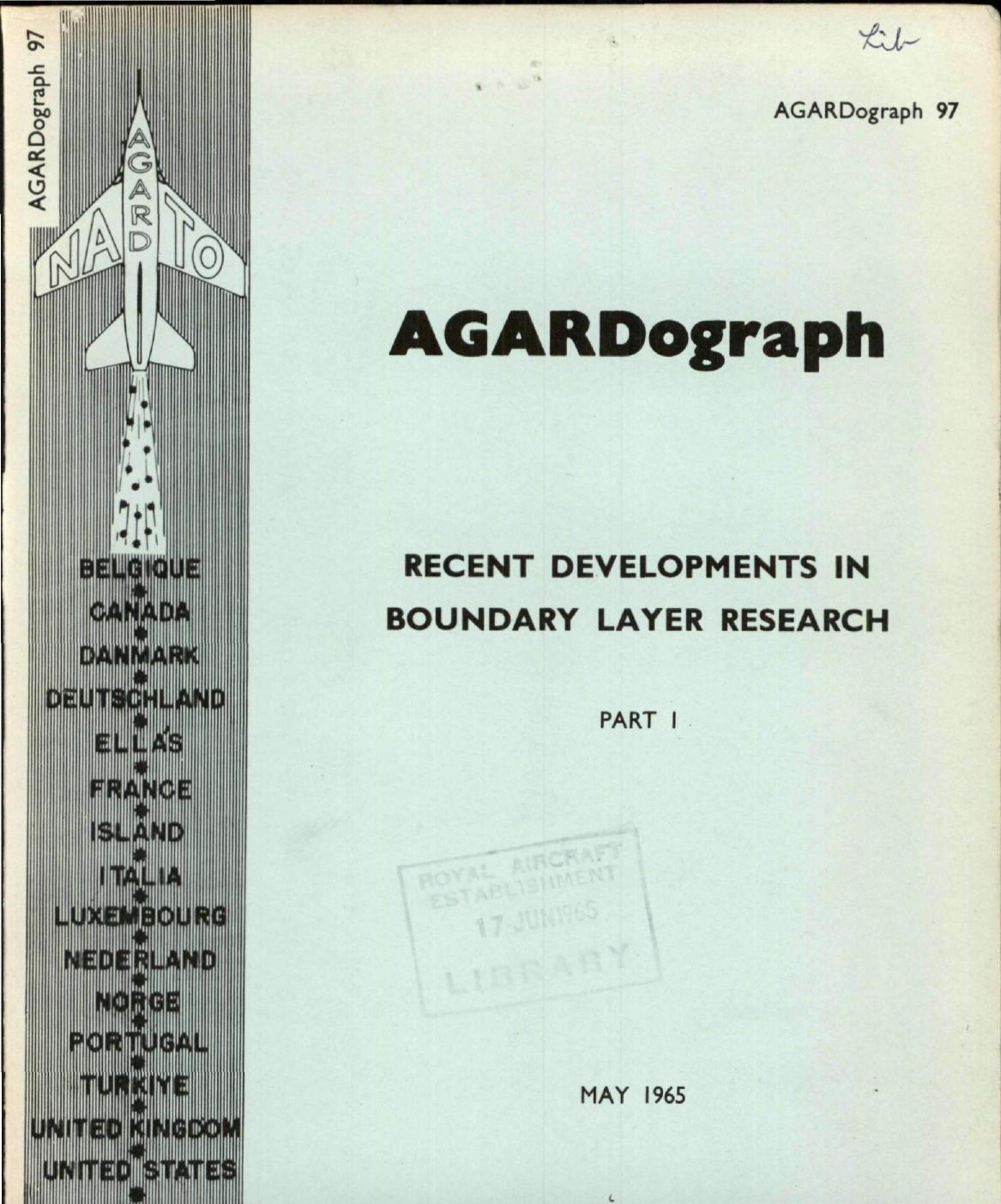 RECENT DEVELOPMENTS IN BOUNDARY LAYER RESEARCH, PART I by Kurzweg H.H