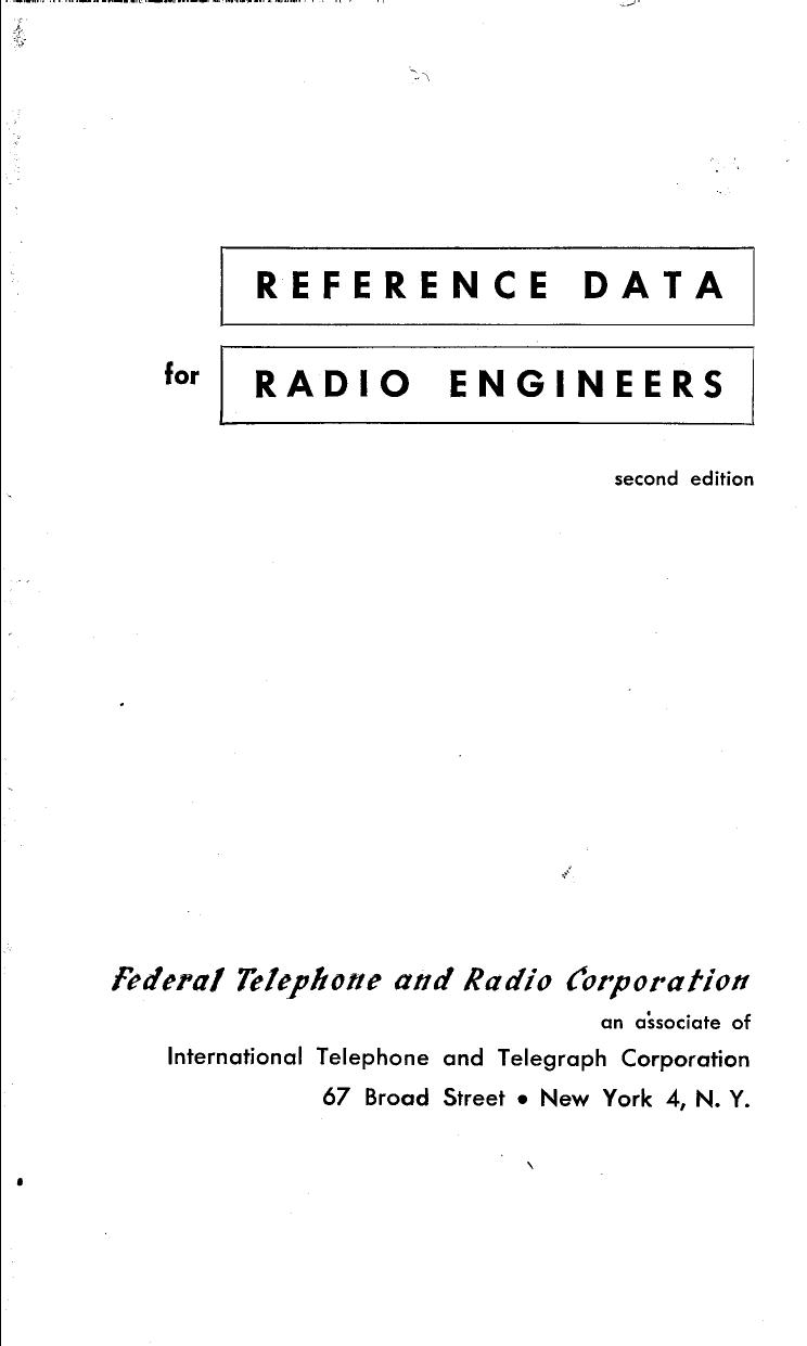 REFERENCE DATA FOR RADIO ENGINEERS by no Author Diagram Illustrated