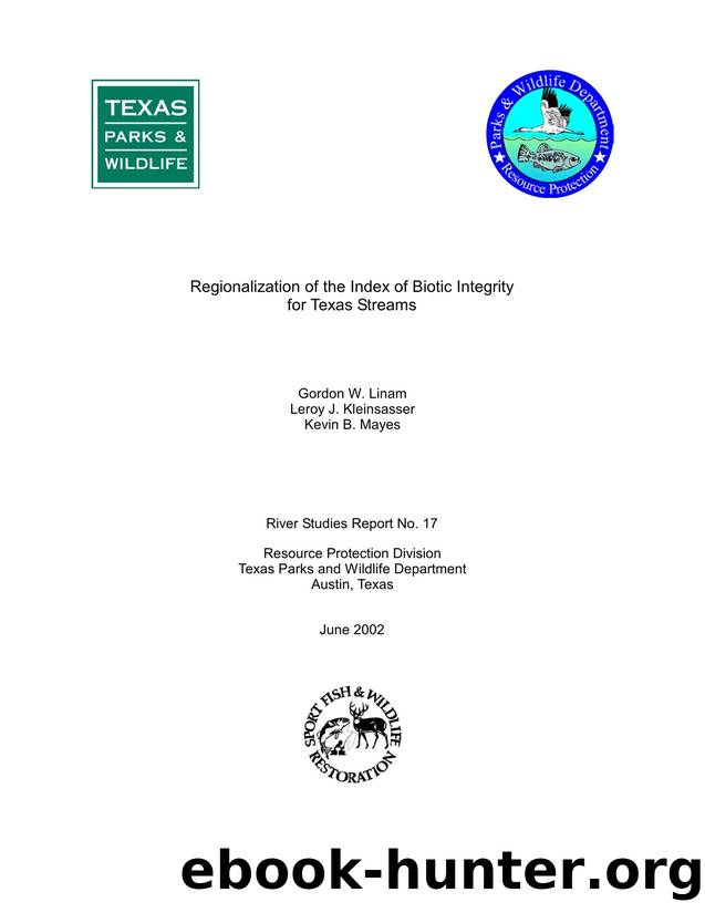 REGIONALIZATION OF THE INDEX OF BIOTIC INTEGRITY FOR TEXAS STREAMS by Karim Aziz