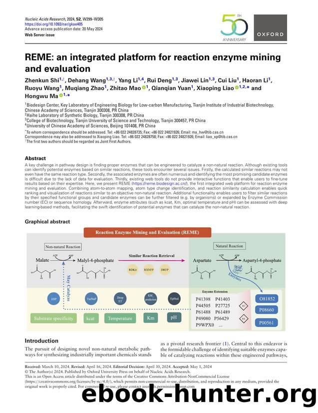 REME: an integrated platform for reaction enzyme mining and evaluation by unknow