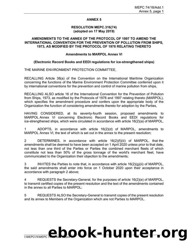 REPORT OF THE MARINE ENVIRONMENT PROTECTION COMMITTEE ON ITS SEVENTY-THIRD SESSION by LESSUMAN