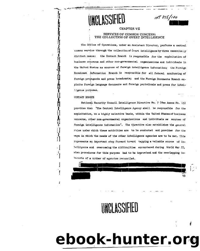 REPORT RE  SERVICES OF COMMON CONCERN  THE COLLECTION OF COVERT INTELLIGENCE 3f36 by Unknown