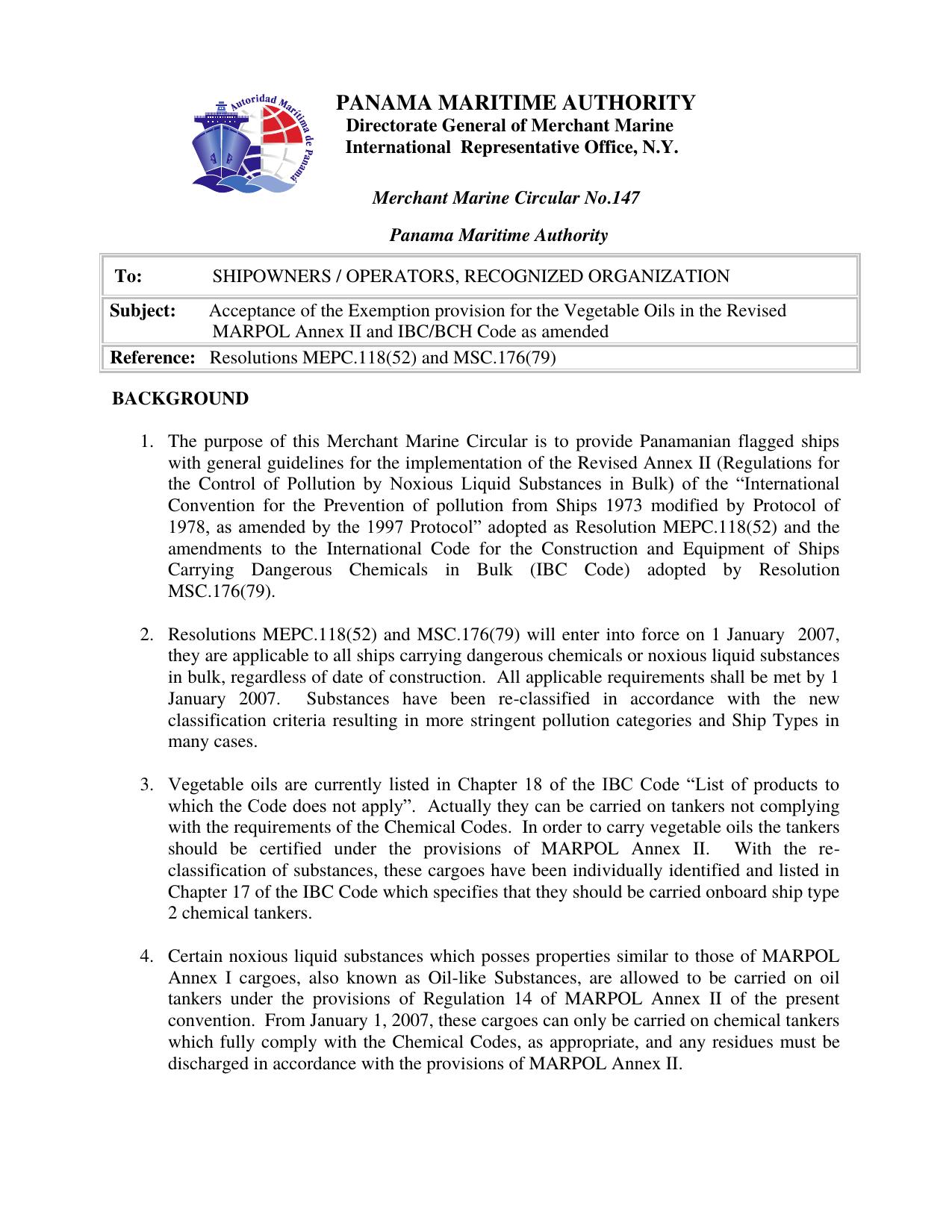 REPUBLIC OF PANAMA by Autoridad Marítima de Panamá
