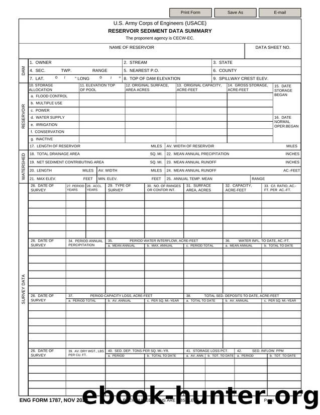 RESERVOIR SEDIMENT DATA SUMMARY by Darwin Chen
