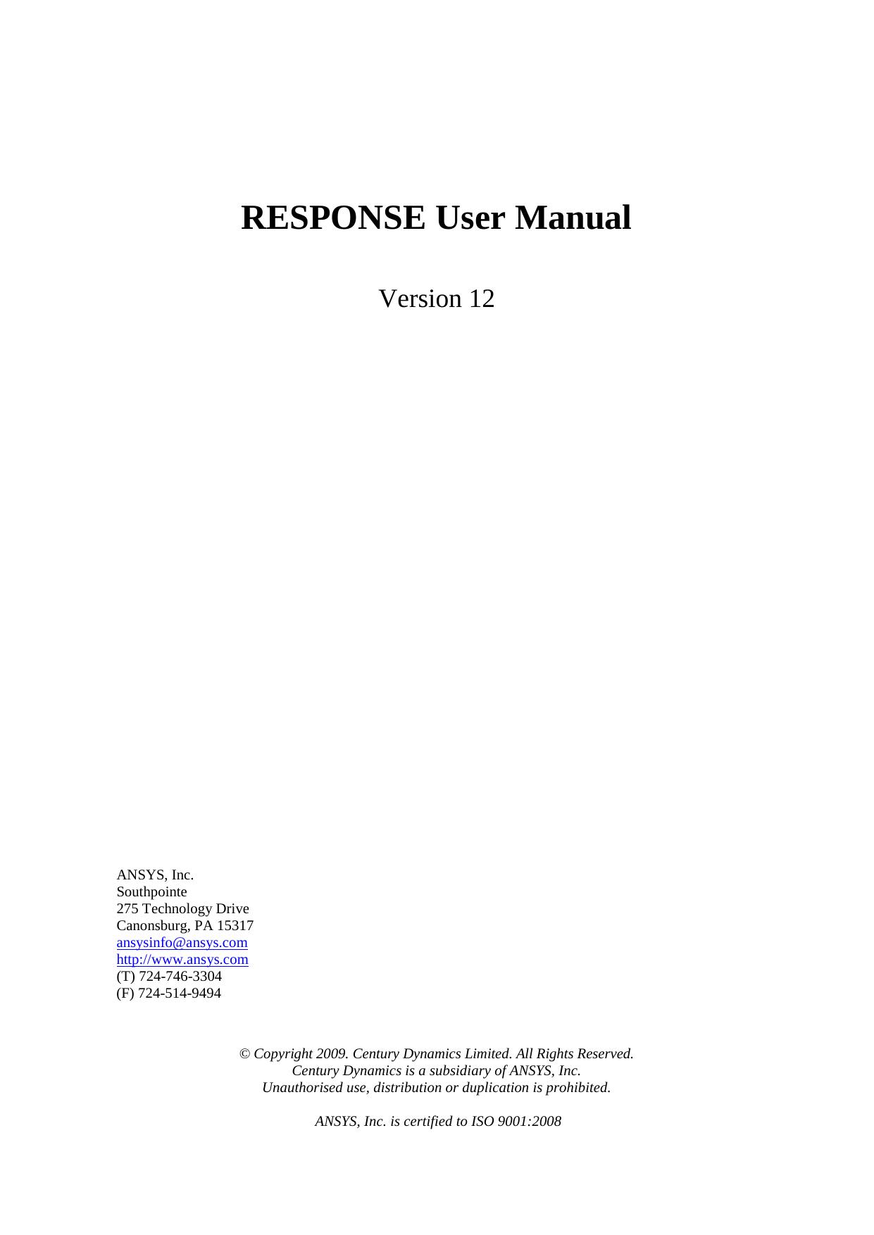 RESPONSE User Manual by Chris Davis