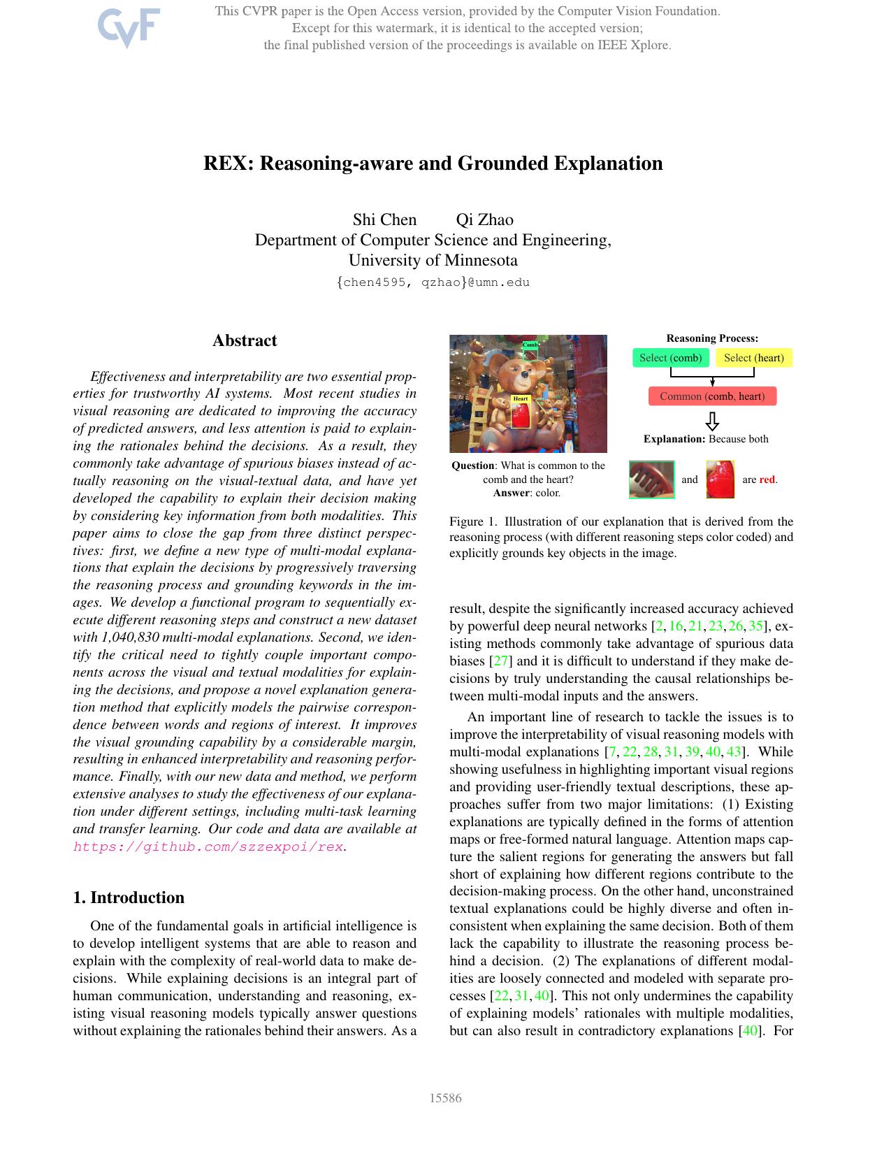 REX: Reasoning-Aware and Grounded Explanation by Shi Chen & Qi Zhao