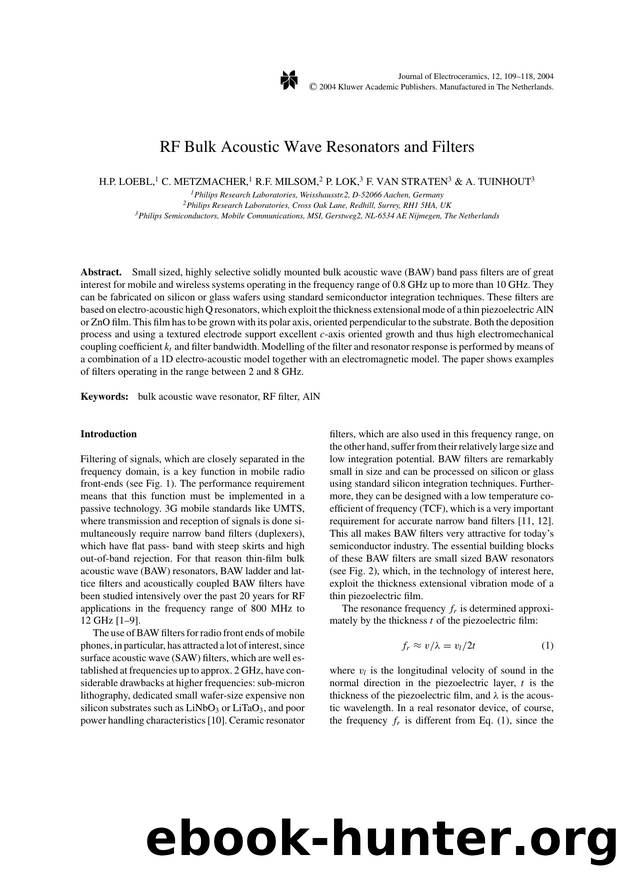 RF Bulk Acoustic Wave Resonators and Filters by Unknown
