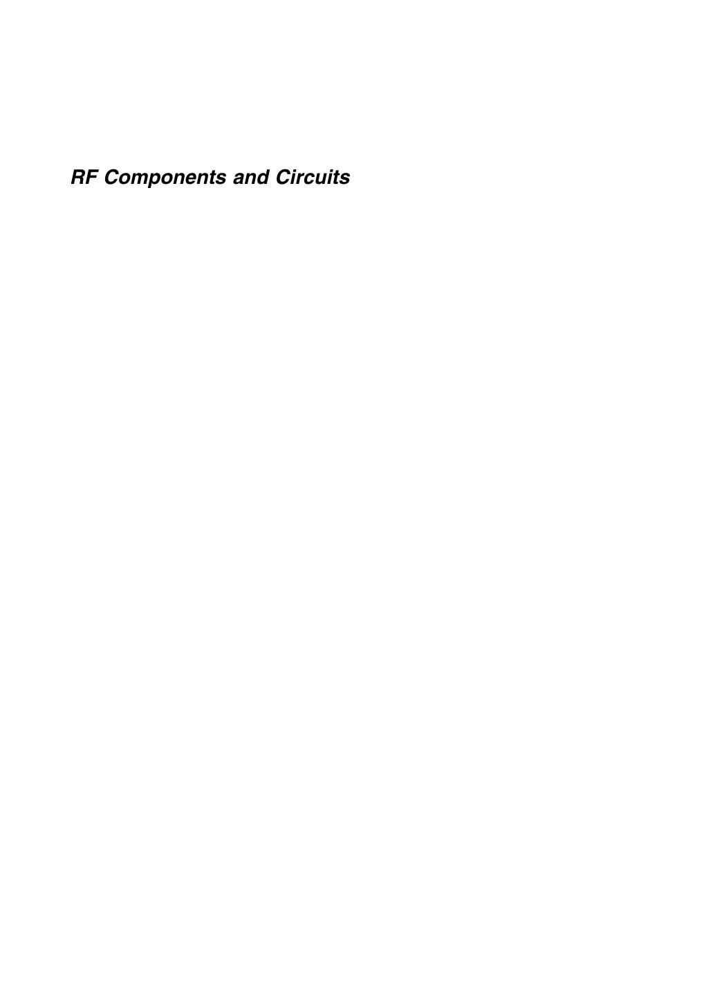 RF Components and Circuits by Unknown