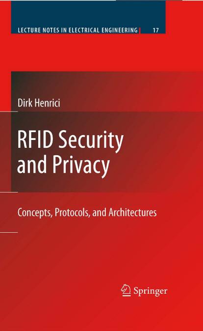 RFID security and privacy : concepts, protocols, and architectures by Henrici Dirk