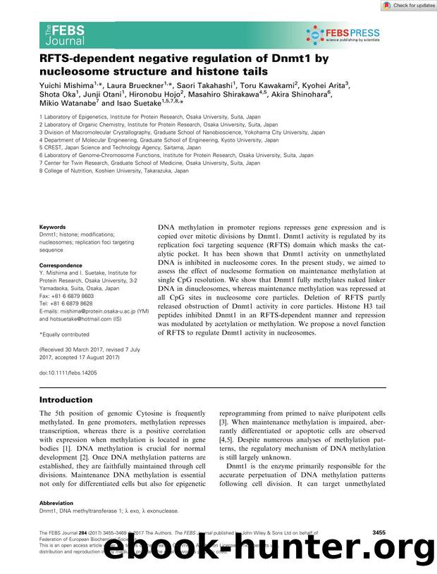 RFTSâdependent negative regulation of Dnmt1 by nucleosome structure and histone tails by Unknown