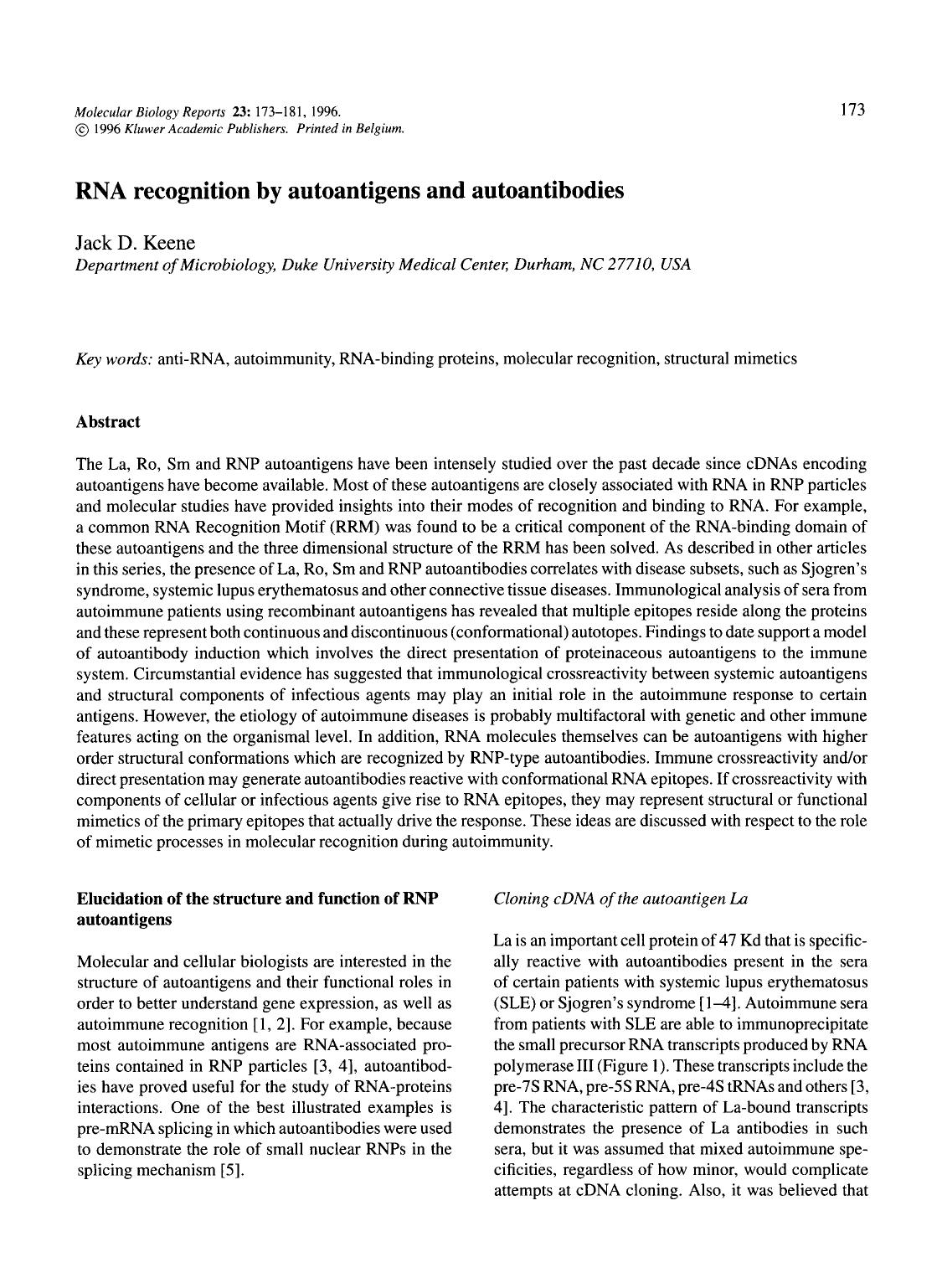 RNA recognition by autoantigens and autoantibodies by Unknown