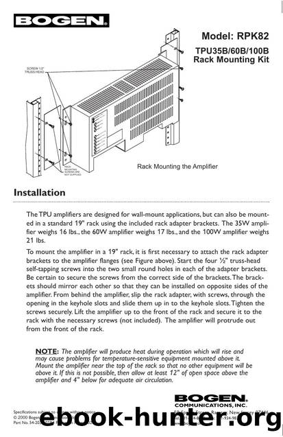 RPK82 Manual-  Rack Mounting Kit (for TPU3560100) by Brit Byrnes