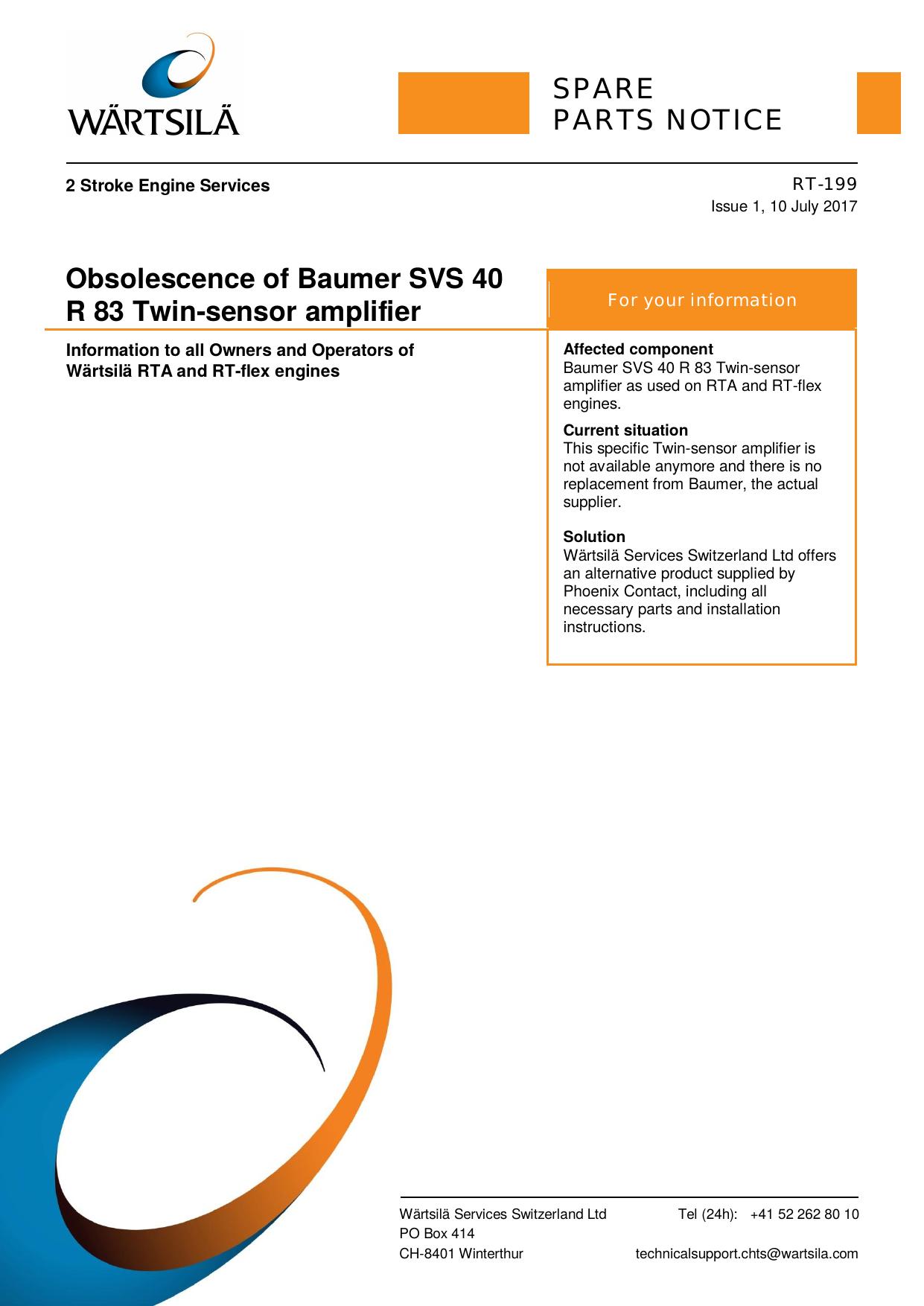 RT-199 Obsolescence of Baumer SVS 40 R 83 Twin-sensor amplifier RTA and RT-flex by Unknown