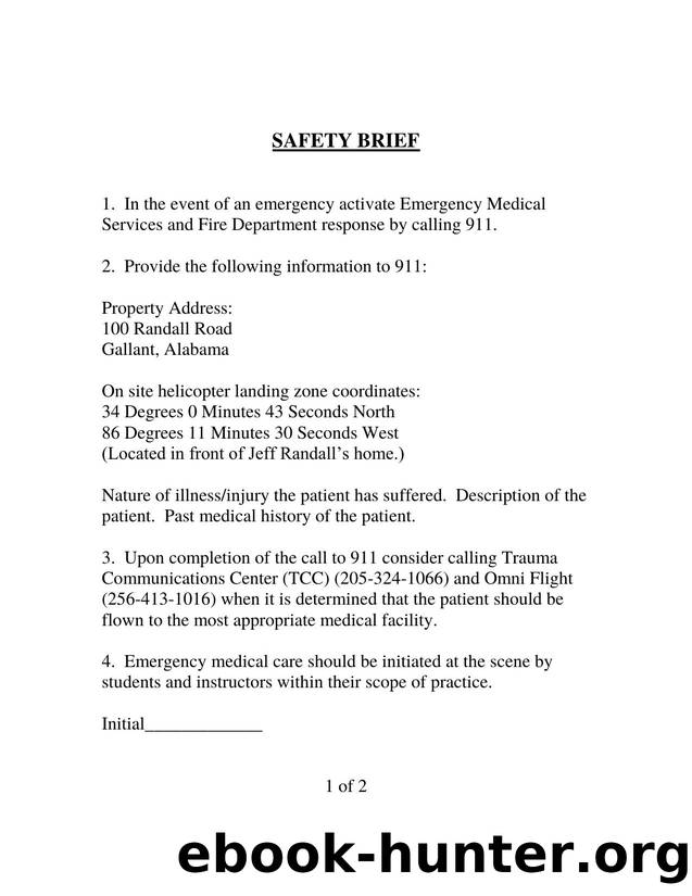RULES AND SAFETY BRIEF by Hugh Coffee
