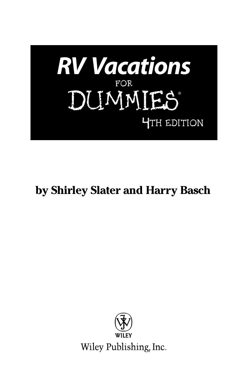 RV Vacations For Dummies (Dummies Travel) by Harry Basch Shirley Slater