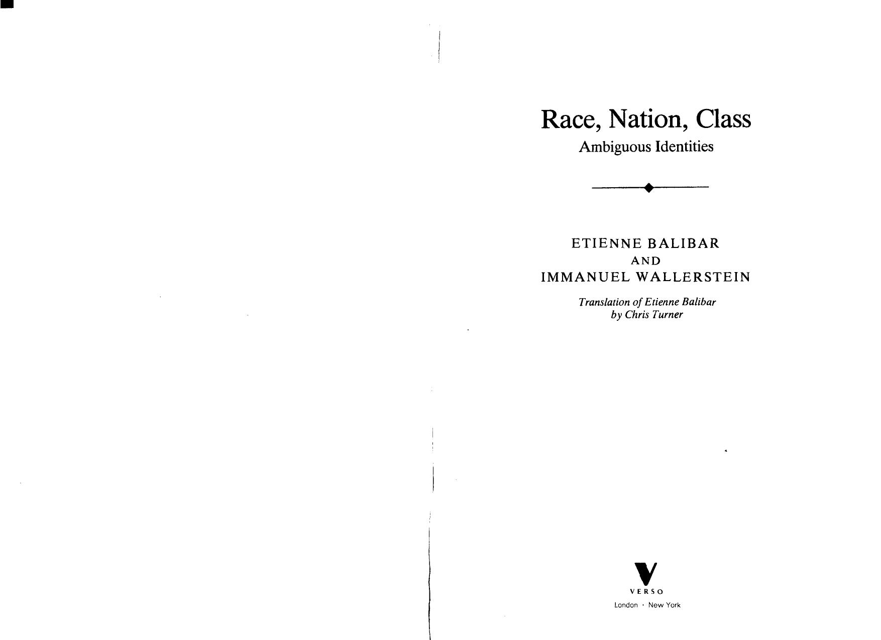 Race, Nation, Class by Unknown